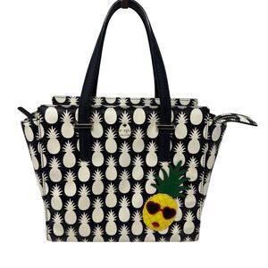 Kate Spade New York Cedar Street Pineapples Hayden Handbag Tote Black White